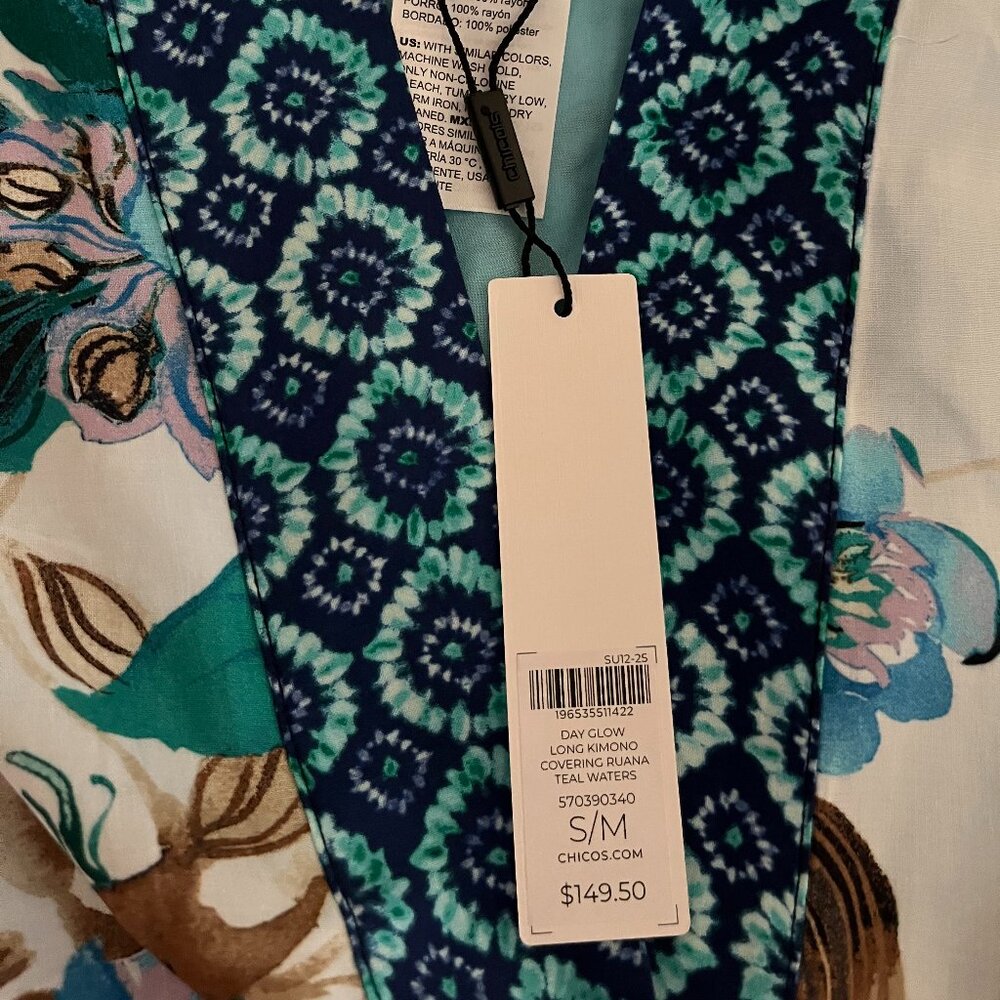 NWT Chico's Gorgeous Island Motif Kimono  size S/M from Current Collection - Picture 7 of 7
